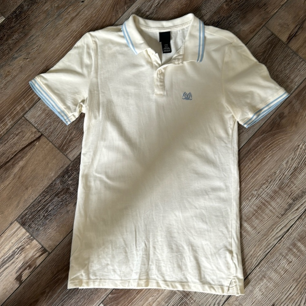 Men’s XS Cream & Baby Blue Polo Shirt. H&M